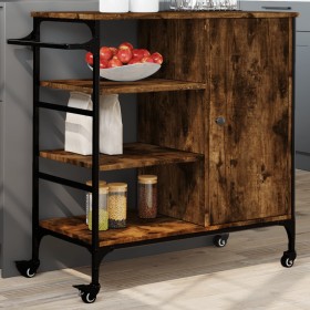 Carrito de cocina de madera roble ahumado 87,5x38,5x84,5