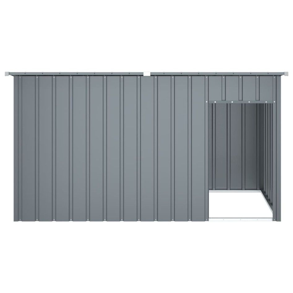 Caseta perros con tejado acero galvanizado gris 196x91x110