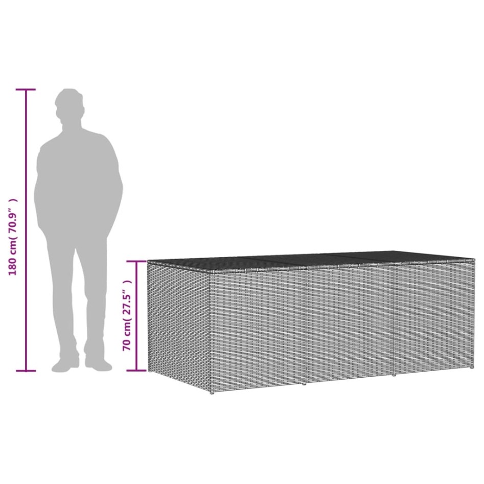 Caja de almacenaje de jardín ratán sintético beige mezcla