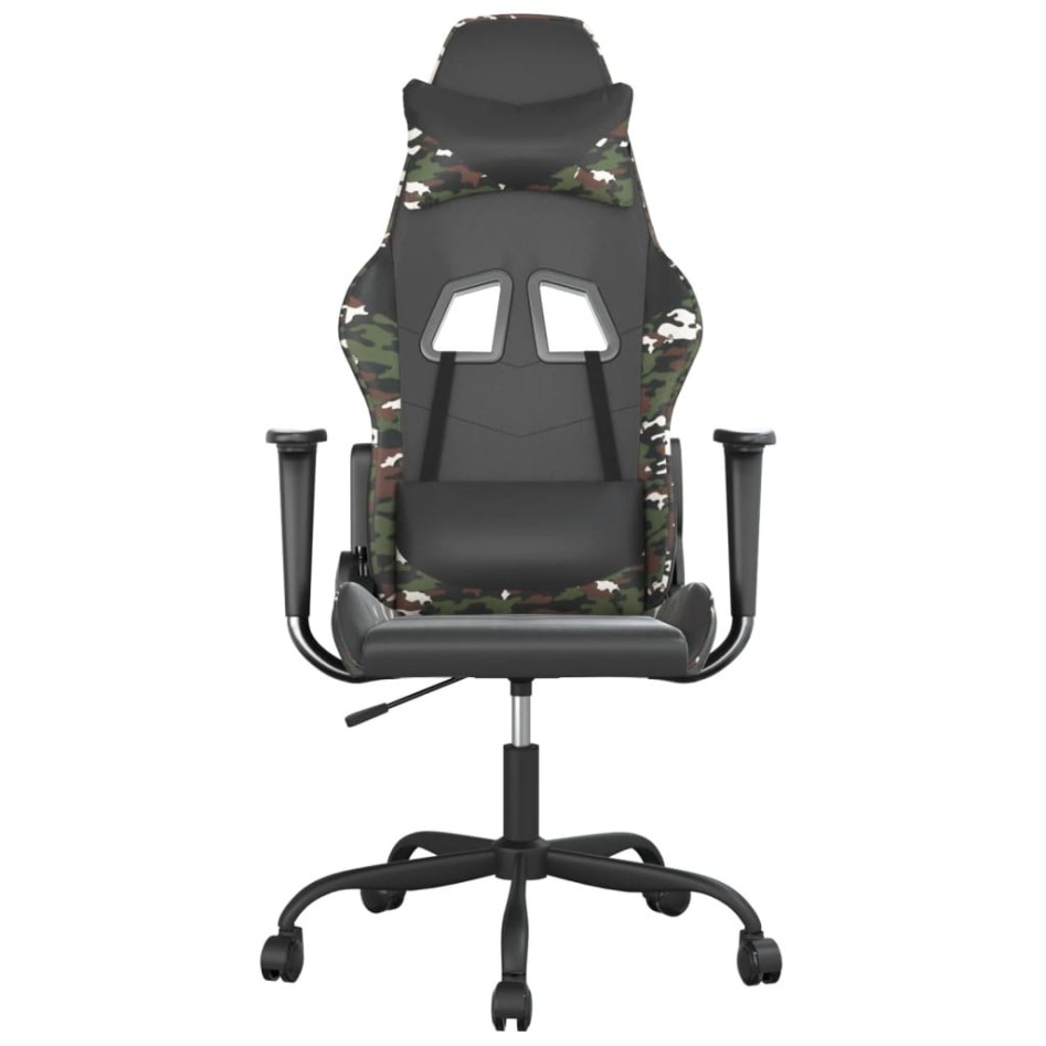 Silla gaming de masaje cuero sintético negro y