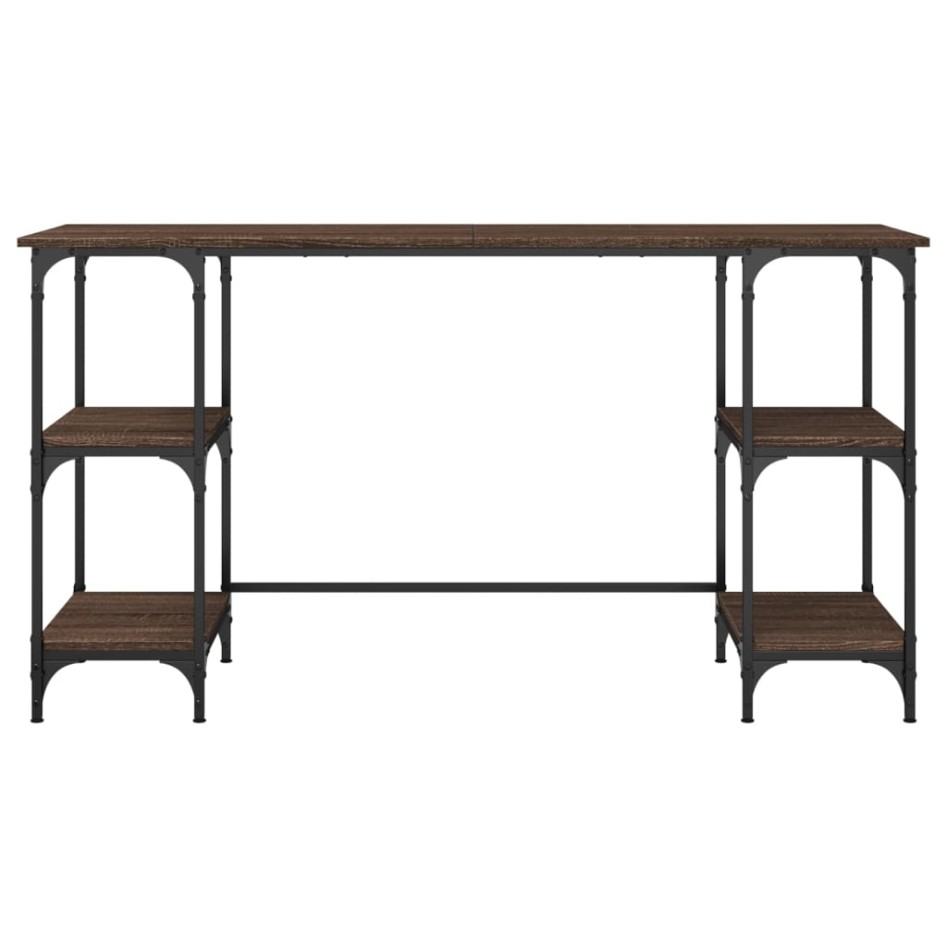 Escritorio metal y madera ingeniería marrón roble 140x50x75