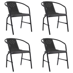 Sillas de jardín 4 unidades ratán plástico y acero 110