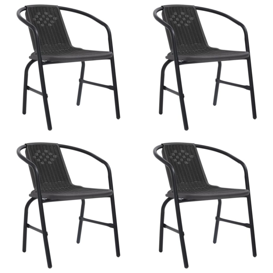 Sillas de jardín 4 unidades ratán plástico y acero 110