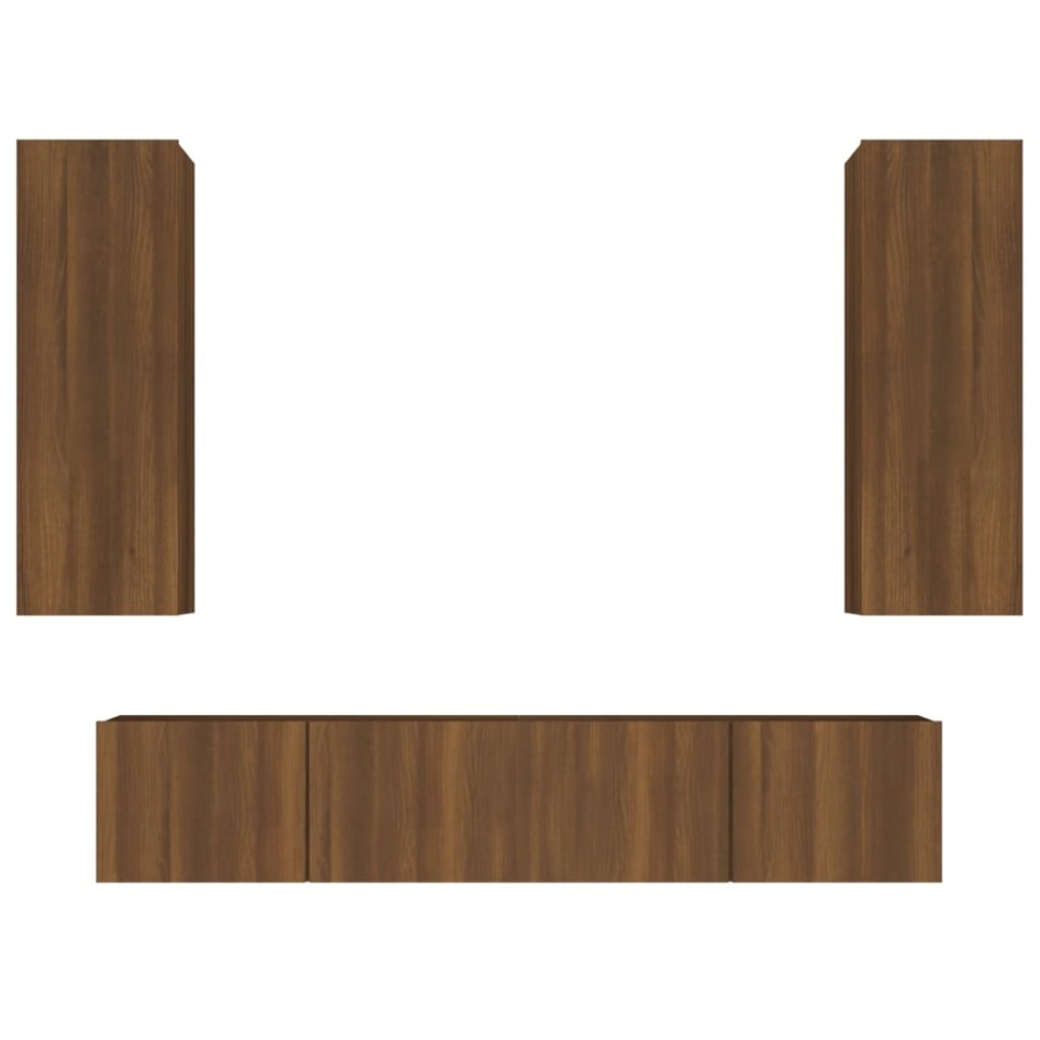 Set de muebles para TV 4 pzas madera contrachapada marrón