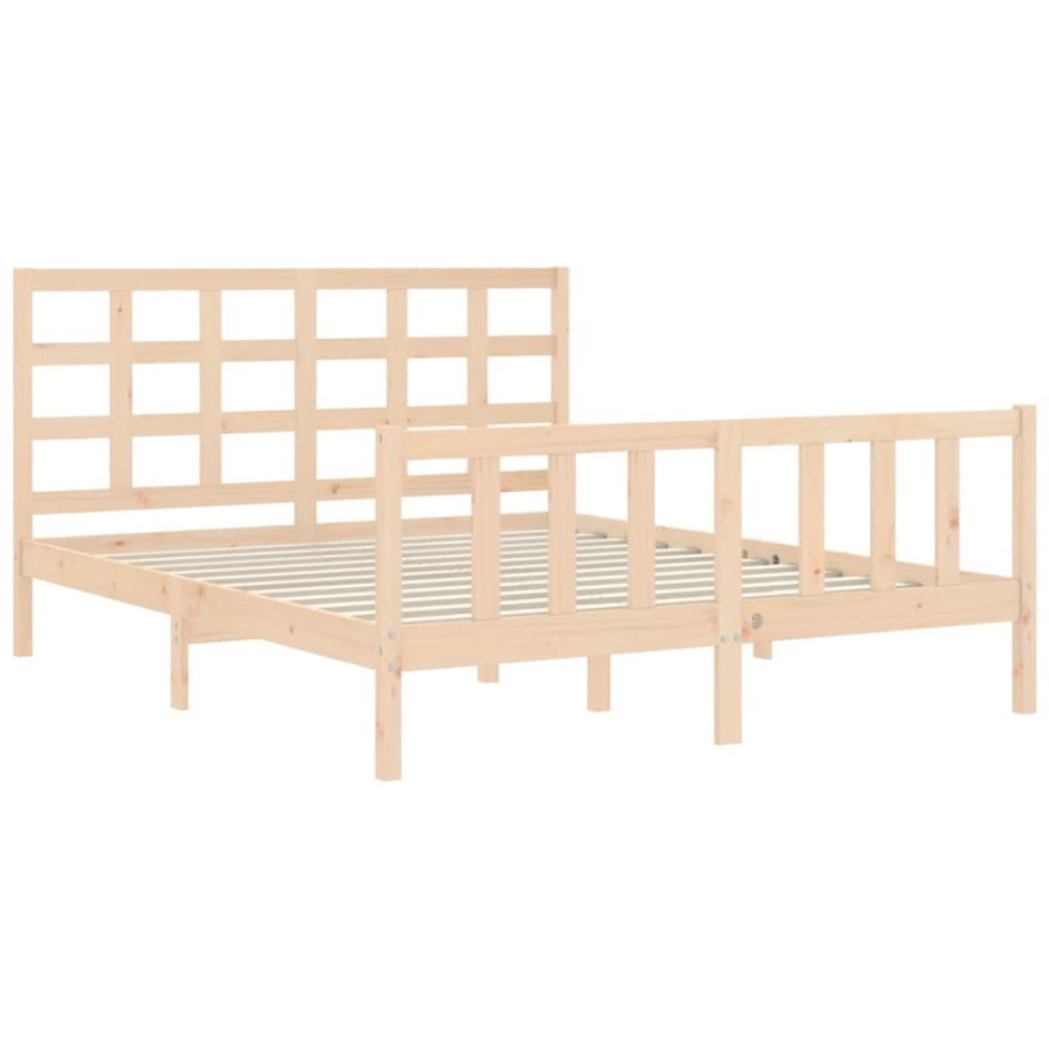 Estructura de cama con cabecero madera maciza 160x200