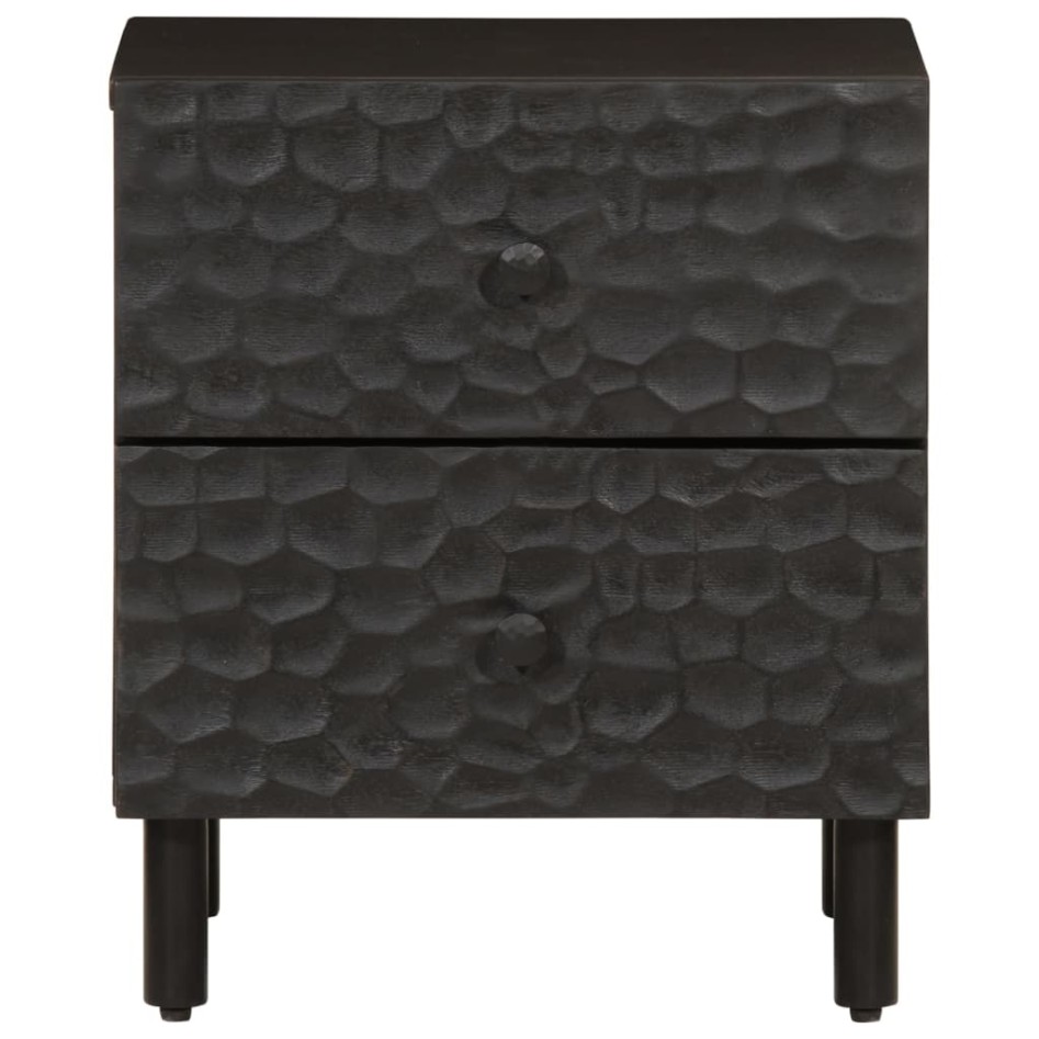 Mesitas de noche 2 uds madera maciza de mango negro 40x33x46