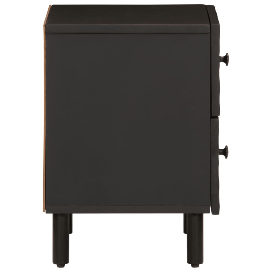 Mesitas de noche 2 uds madera maciza de mango negro 40x33x46