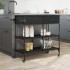 Carrito de cocina de madera de ingeniería negro 105x42x95