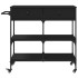 Carrito de cocina de madera de ingeniería negro 105x42x95