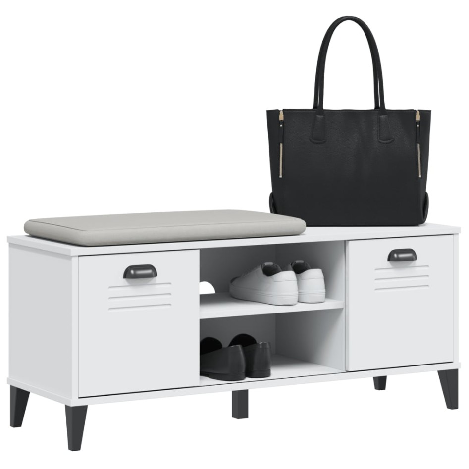 Banco zapatero VIKEN madera maciza de pino blanco 106x35x45