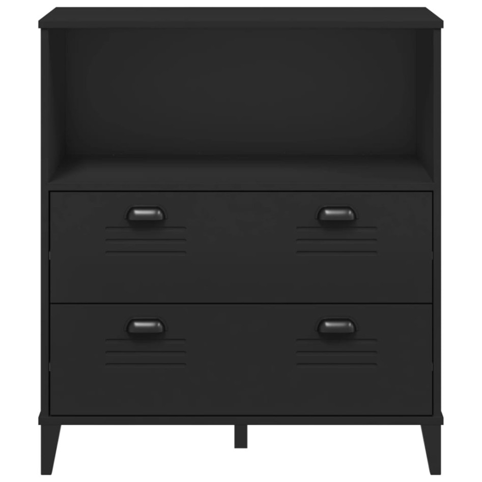 Librería VIKEN madera maciza de pino negro 80x40x90