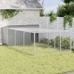 Caseta perros con corral acero galvanizado gris 197x396x110 cm
