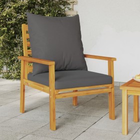Sillón de jardín con cojines 2 uds madera maciza