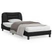 Estructura de cama con cabecero cuero sintético negro 80x200 cm