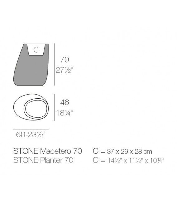 Macetero de diseño, modelo Stone 60x46x70