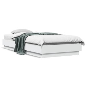 Estructura de cama madera de ingeniería blanca 90x200
