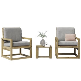 Juego de muebles de jardín 3 pzas madera de pino