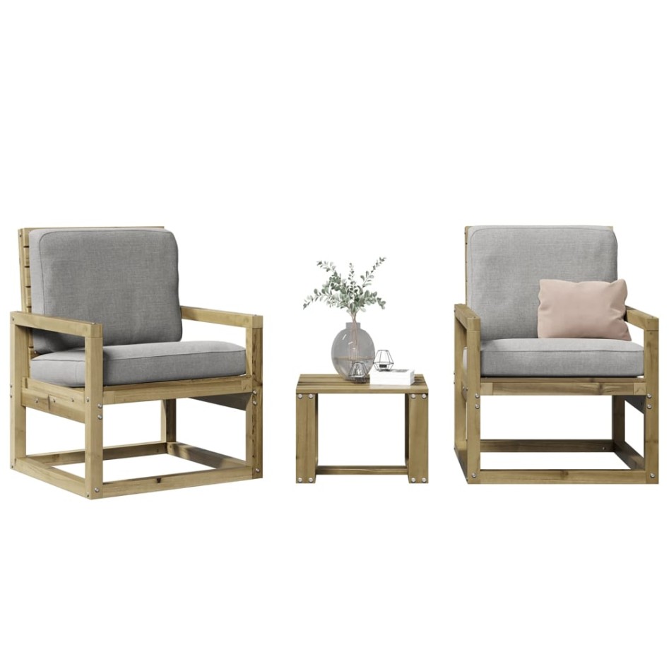 Juego de muebles de jardín 3 pzas madera de pino