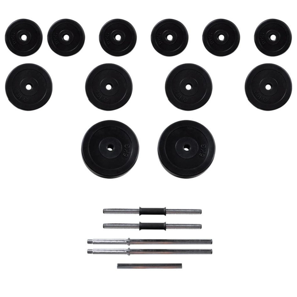 Banco de abdominales Ajustable con barras y mancuernas 60,5