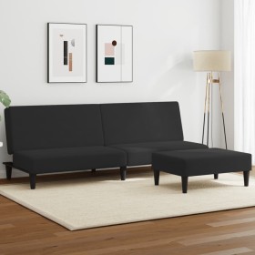 Sofá cama de 2 plazas con taburete terciopelo