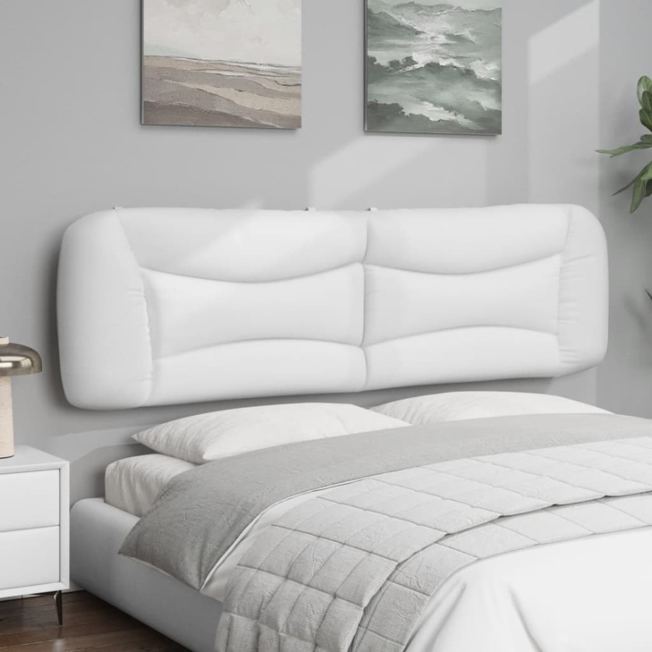 Cabecero de cama acolchado cuero sintético blanco 180