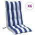 Cojines silla respaldo alto 6 uds tela Oxford rayas azul