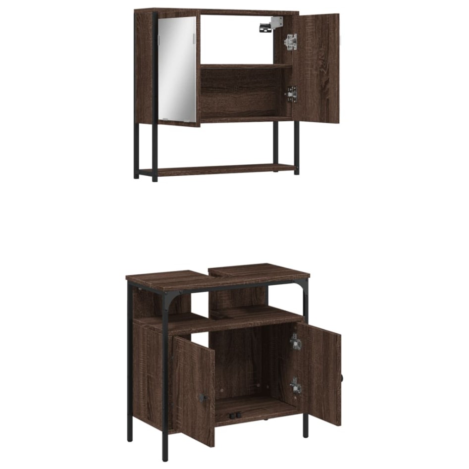Set de muebles baño 2 pzas madera contrachapada marrón