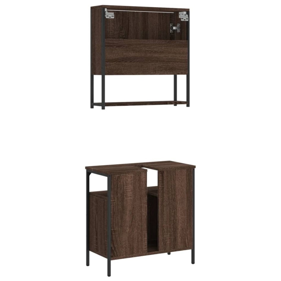 Set de muebles baño 2 pzas madera contrachapada marrón