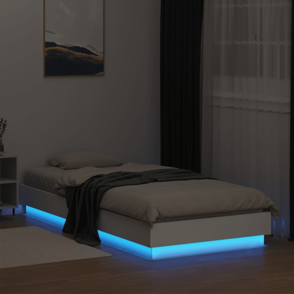 Estructura de cama con luces LED blanco 100x200