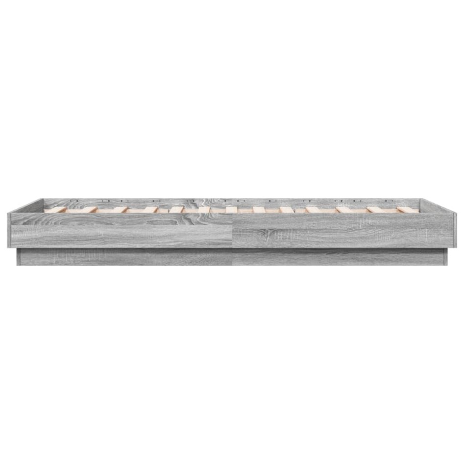 Estructura de cama con luces LED gris Sonoma 90x190