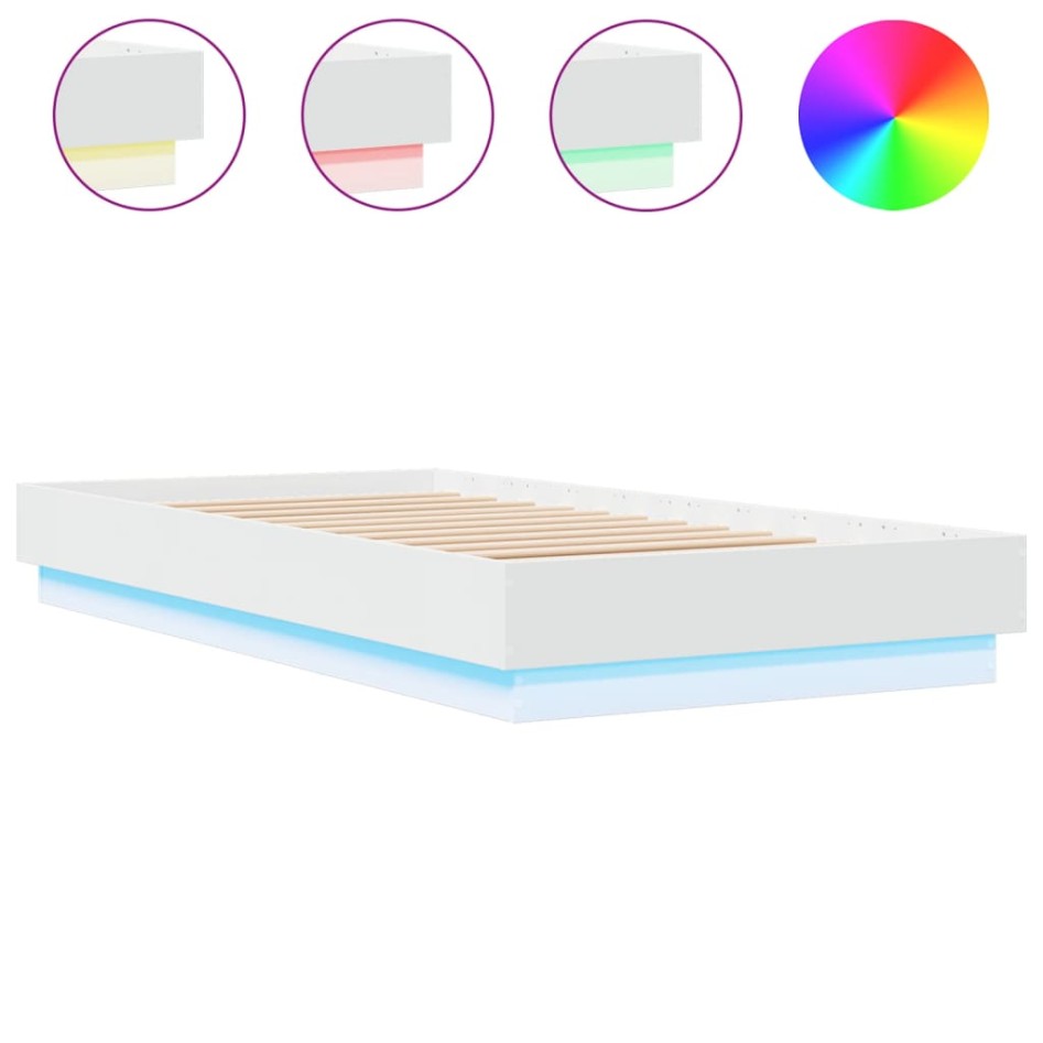 Estructura de cama con luces LED blanco 75x190