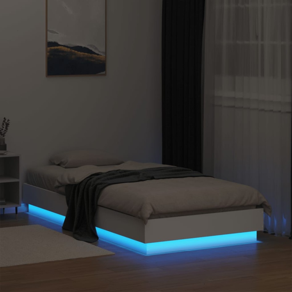 Estructura de cama con luces LED blanco 75x190