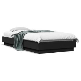 Estructura de cama con luces LED negro 90x200