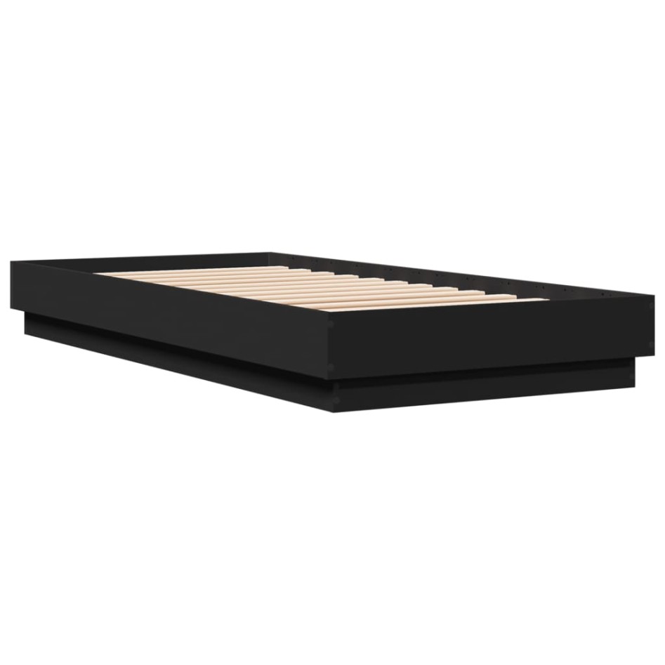 Estructura de cama con luces LED negro 90x200