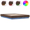 Estructura de cama con luces LED roble marrón 160x200 cm