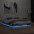 Estructura de cama con luces LED gris Sonoma 200x200