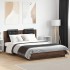 Estructura de cama cabecero y luces LED marrón roble 150x200