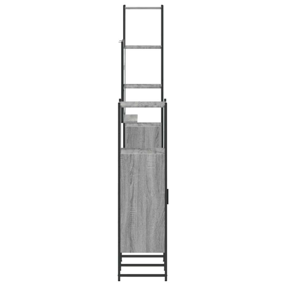 Set de armario de baño 4 pzas madera contrachapada gris