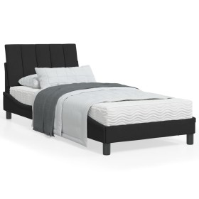 Estructura de cama con luces LED de terciopelo negro 90x190