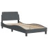 Estructura cama con luces LED terciopelo gris oscuro 90x200