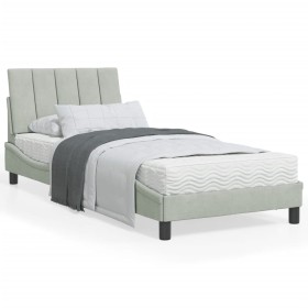 Estructura de cama con cabecero terciopelo gris claro 90x200