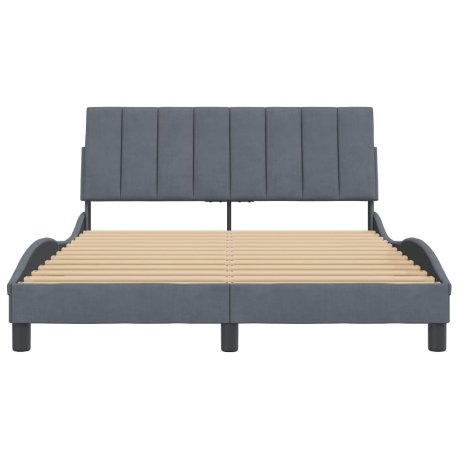 Estructura cama con cabecero terciopelo gris oscuro 120x200