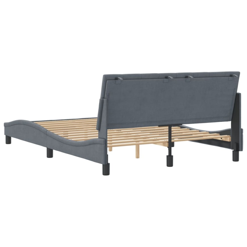 Estructura cama con cabecero terciopelo gris oscuro 120x200