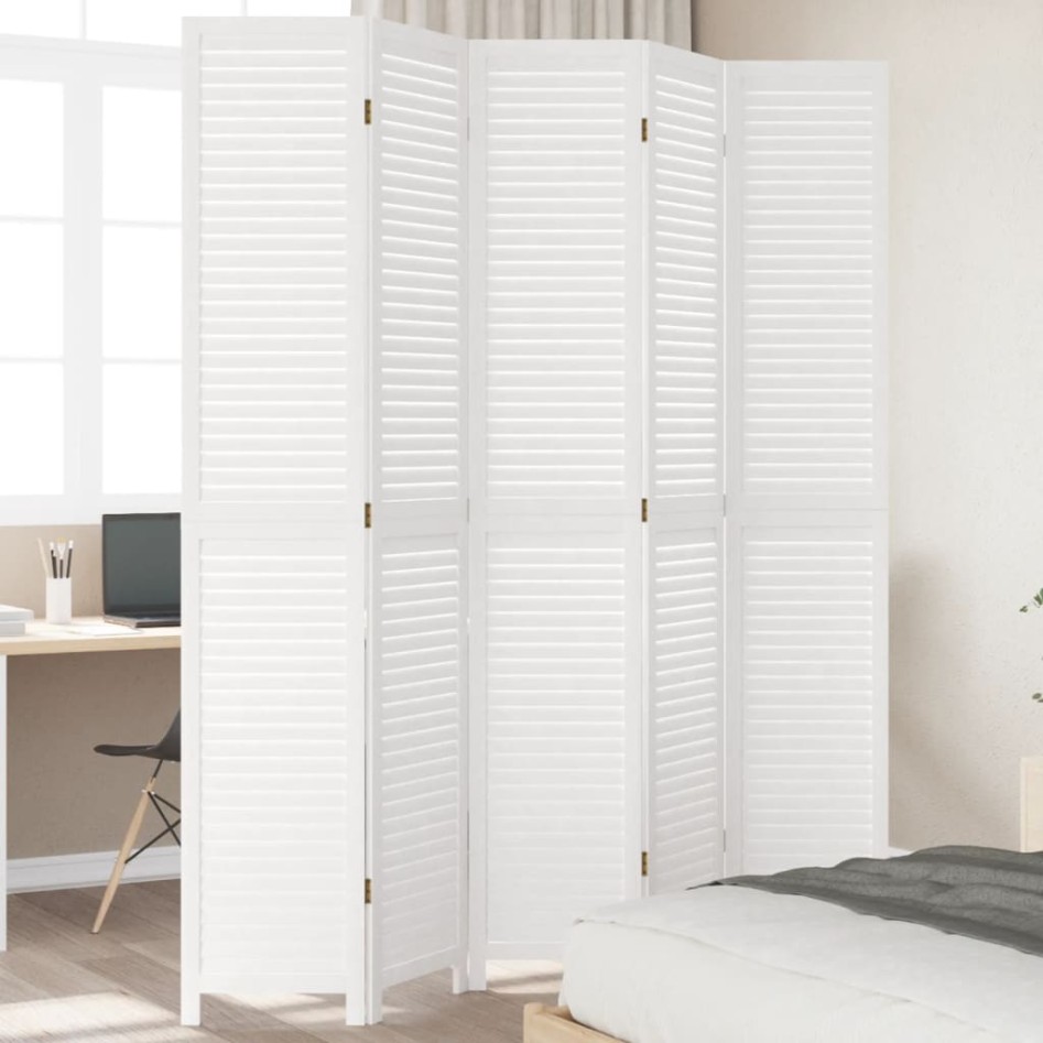 Biombo separador de 5 paneles madera maciza Paulownia