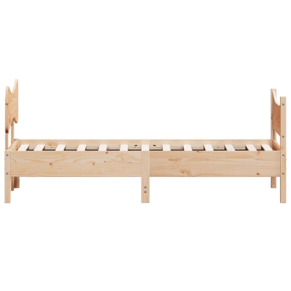 Estructura de cama con cabecero madera maciza pino 90x190
