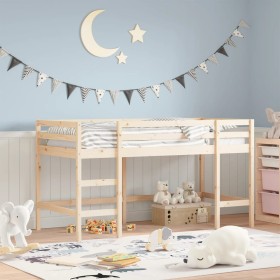 Cama alta de niños escalera madera maciza pino 80x200