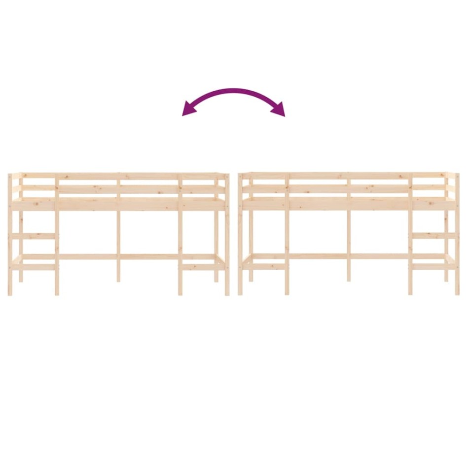 Cama alta de niños escalera madera maciza pino 80x200