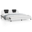 Estructura de cama con cabecero cuero sintético blanco y negro