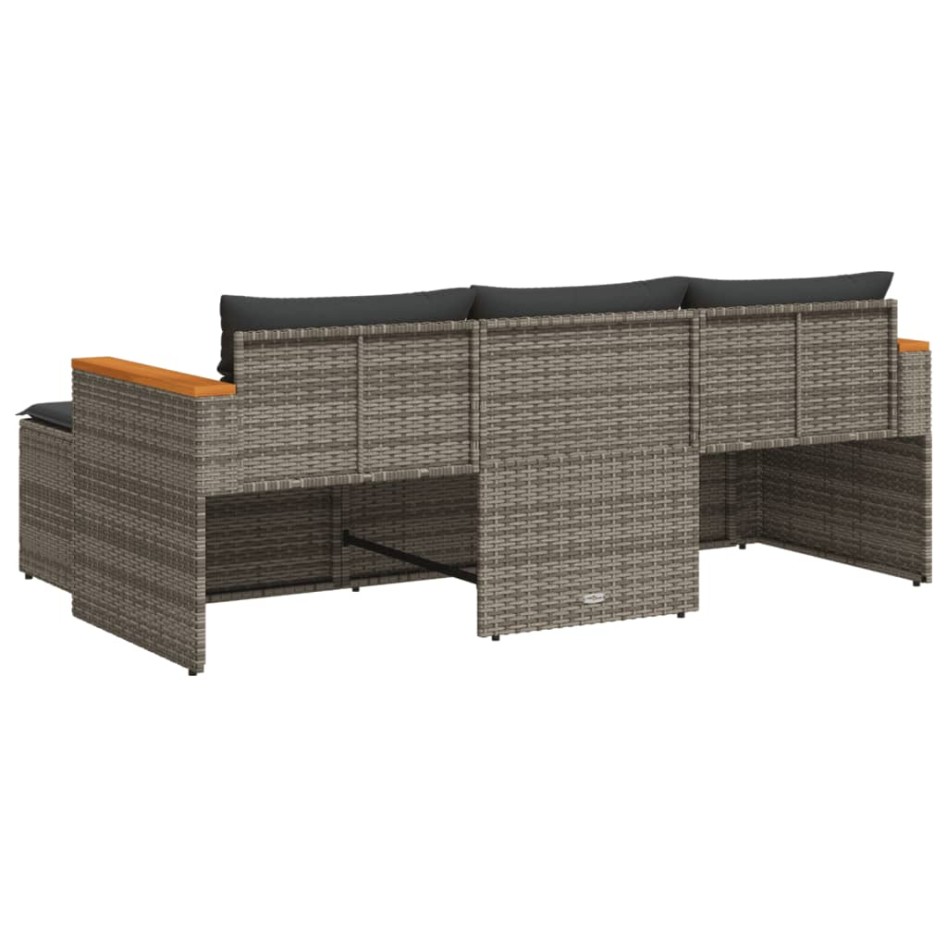 Set de sofá de jardín 3 pzas y cojines ratán sintético