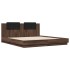 Cama con cabecero madera ingeniería marrón roble 200x200